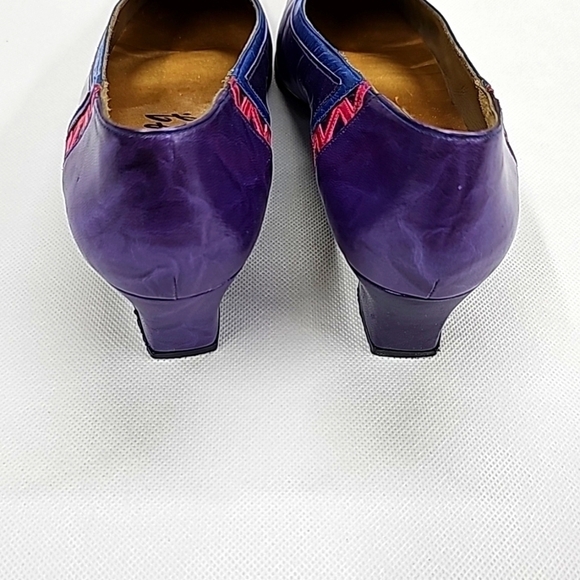 80's vintage Margaret J color block leather pumps - Picture 4 of 12
